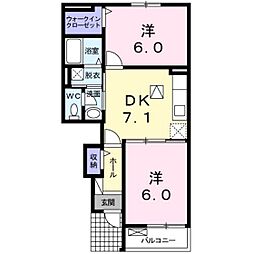 ソラーレ1 2DKの間取図画像