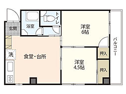 松尾ビル 2DKの間取図画像
