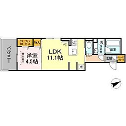 ミルフォード白島 1LDKの間取図画像