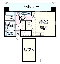 メルポート白島 1Kの間取図画像
