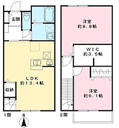 ユアメゾン ル フォレ弐番館 2LDKの間取図画像