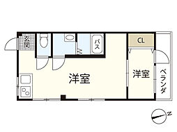 ウェール千田 1LDKの間取図画像