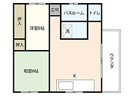 惣那ビル 2DKの間取図画像