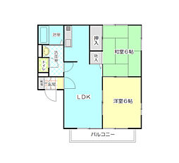 メゾンシーブリーズB 2LDKの間取図画像