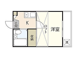 大竹レジデンス 1Kの間取図画像