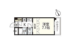 プレディアスタイル観音 1Kの間取図画像