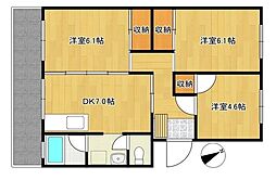 第二真屋ビル 3DKの間取図画像