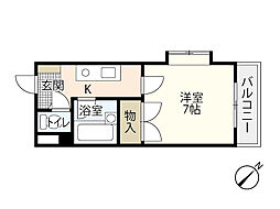 ハイムエトワール 1Kの間取図画像