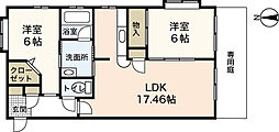 グリュック大野浦 2LDKの間取図画像