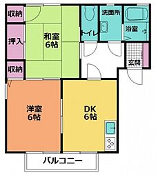 アサンテ光南A 2DKの間取図画像