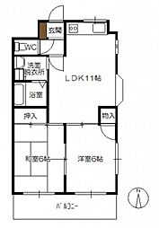 インテグラル海老園 2LDKの間取図画像