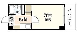 シャトー三滝 1Kの間取図画像