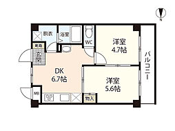TomorrowZERO 2DKの間取図画像