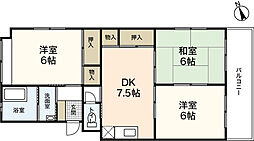 ナナツマチコーポA棟 4階3DKの間取り