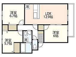 ホリーハウス 3階3LDKの間取り