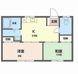 松田アパート 1階2Kの間取り