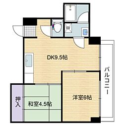 ビレッジ岩崎 7階2DKの間取り