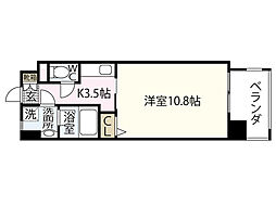 LATOUR KOMACHI 6階1Kの間取り