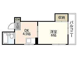 ホワイトコートセザム 2階1DKの間取り