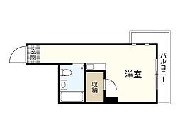 グリーンハイツ庚午 7階ワンルームの間取り