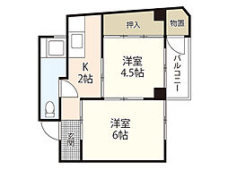 京文ビル 4階2Kの間取り