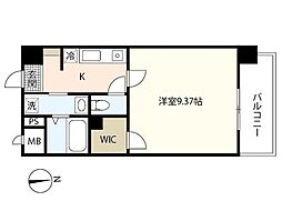 第14友建ビル 8階1Kの間取り
