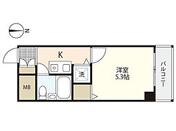 キャステール西川口 2階1Kの間取り