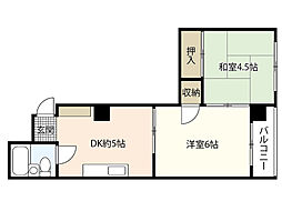 第一山長ビル 4階2DKの間取り