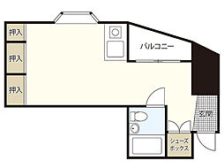 喜代ビル 4階ワンルームの間取り