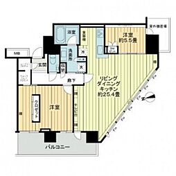 ザ・パークハウス広島タワー 20階2LDKの間取り