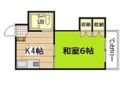 中央ビル 3階1Kの間取り
