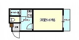 ハイネ長束ＮＯ，1 3階1Kの間取り