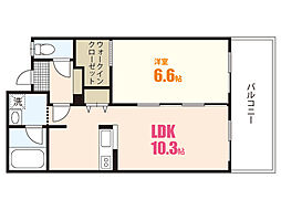Gravina緑井 3階1LDKの間取り