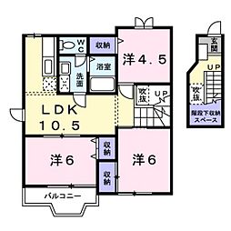 パークシティ中津Ｄ 2階3LDKの間取り