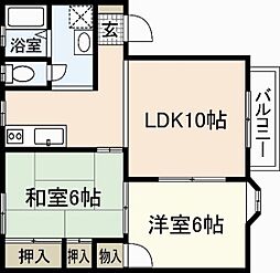 メゾンＲ 2階2LDKの間取り