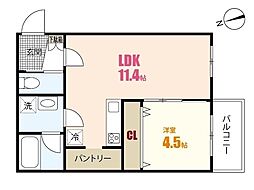 センティフォリア祇園 3階1LDKの間取り