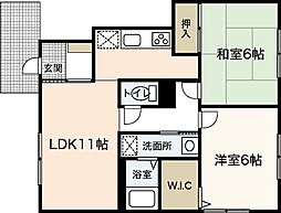 AMENITY K・D A 1階2LDKの間取り