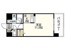 サムティレジデンス平和大通り 7階ワンルームの間取り