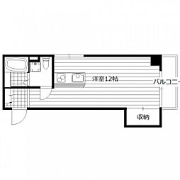 ボイスビル6 4階ワンルームの間取り
