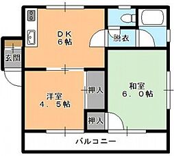 庚申ビル 3階2DKの間取り