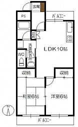 金谷コーポ 1階2LDKの間取り