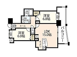 Ｌｅ　ａｖａｎｔｅ（ル　アヴァンテ） 6階2LDKの間取り