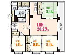 キャッスル西村 2階4LDKの間取り