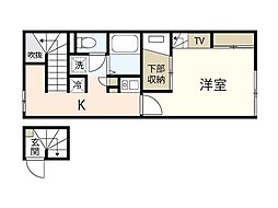 レオパレス行友 1階1Kの間取り