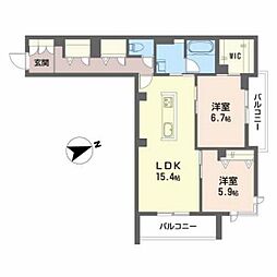 グランメゾン 3階2LDKの間取り