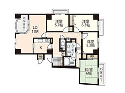ヒルズアーバンI番館 8階4LDKの間取り