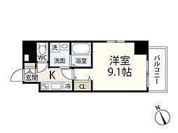 ソアヴィータ祇園大橋 9階1Kの間取り