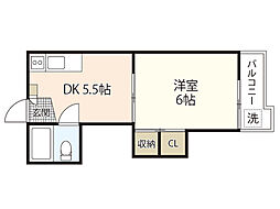 矢野ビル 1DKの間取図画像