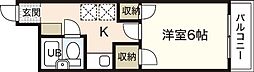 コーポ平和五日市 1Kの間取図画像