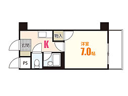 オプス6丁目 1Kの間取図画像